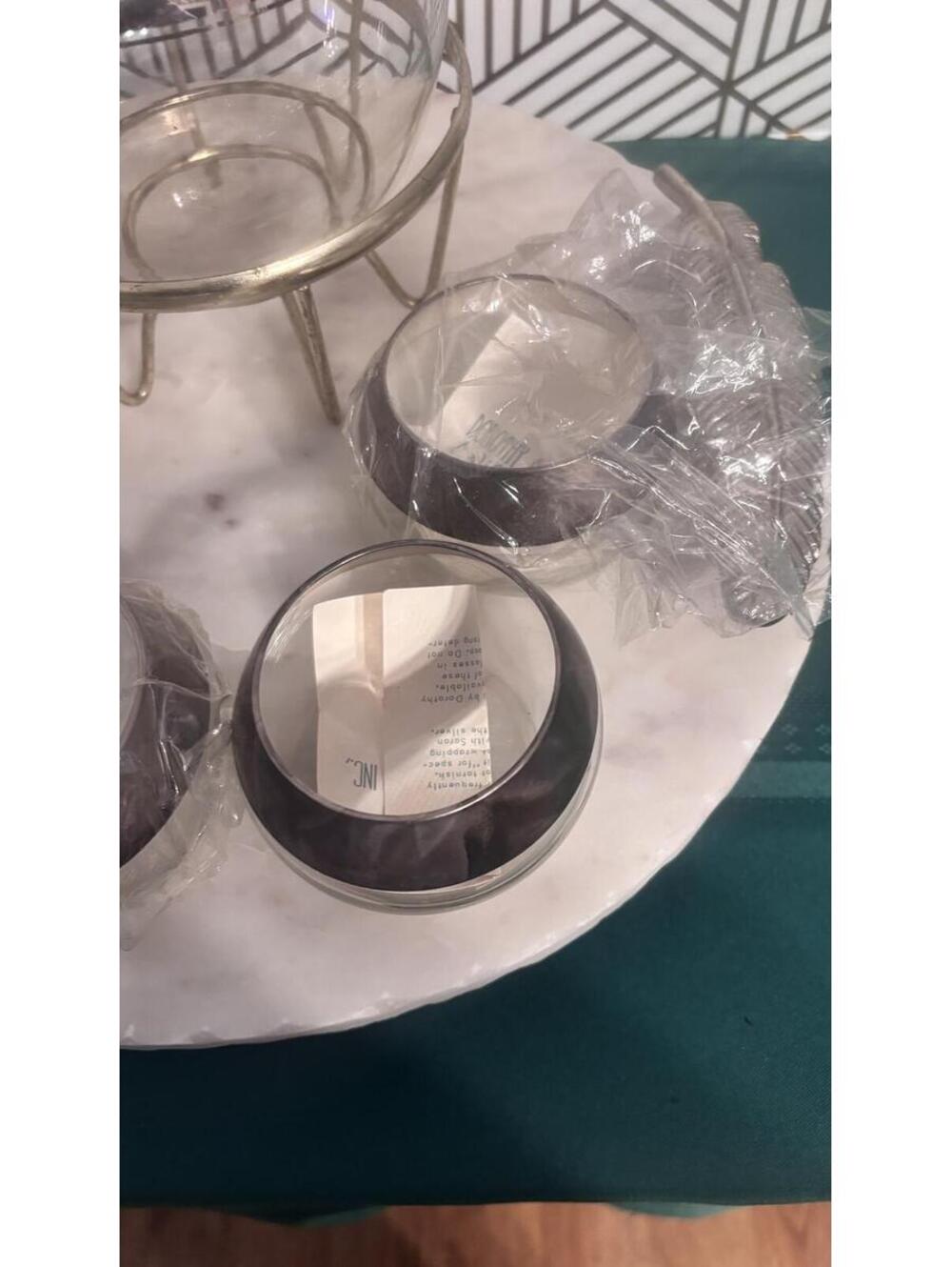 Vintage Dorothy C.Thorpe Sterling SilverOverlay Crystal Decanter & 4 Goblets Set - Picture 4 of 9